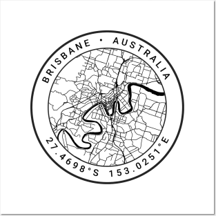 Brisbane Map Posters and Art